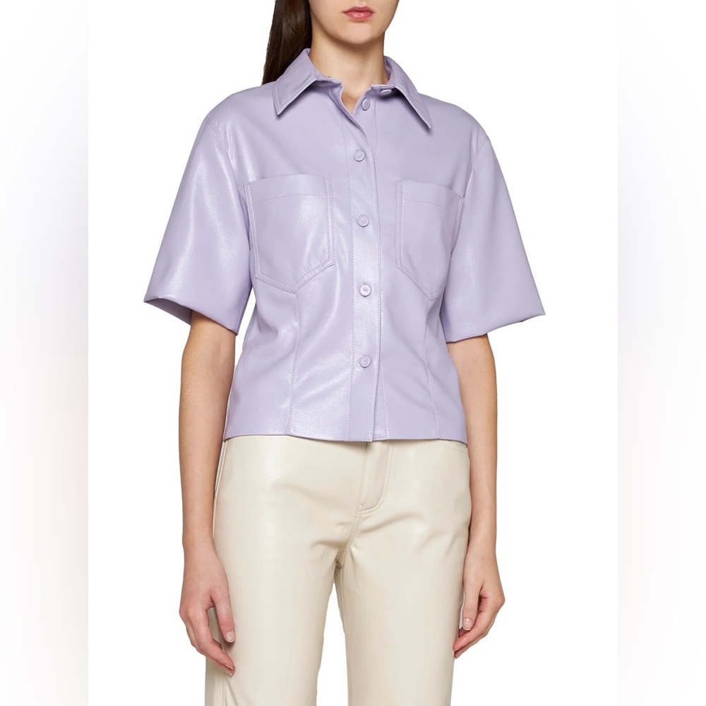 Nanushka Purple Vegan Leather Shirt.